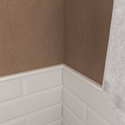 (PACK OF 5) Niche Tiles Trendy Bright White 1.5cm. x 30cm. Cast Stone Pencil Bullnose Border Wall Tile Trim