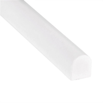 (PACK OF 5) Niche Tiles Trendy Bright White 1.5cm. x 30cm. Cast Stone Pencil Bullnose Border Wall Tile Trim