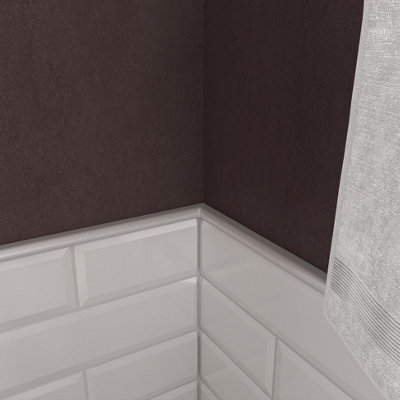 (PACK OF 5) Niche Tiles Trendy Light Grey 1.5cm. x 30cm. Cast Stone Pencil Bullnose Border Wall Tile Trim