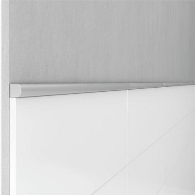 (PACK OF 5) Niche Tiles Trendy Light Grey 1.5cm. x 30cm. Cast Stone Pencil Bullnose Border Wall Tile Trim