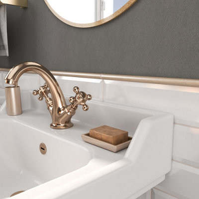 (PACK OF 5) Niche Tiles Trendy Metal Champagne Bronze 1.5cm. x 30cm. Pencil Bullnose Border Wall Tile Trim