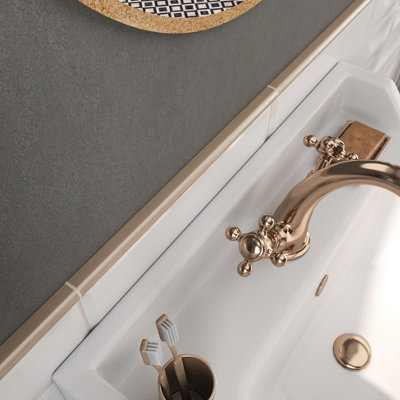(PACK OF 5) Niche Tiles Trendy Metal Champagne Bronze 1.5cm. x 30cm. Pencil Bullnose Border Wall Tile Trim
