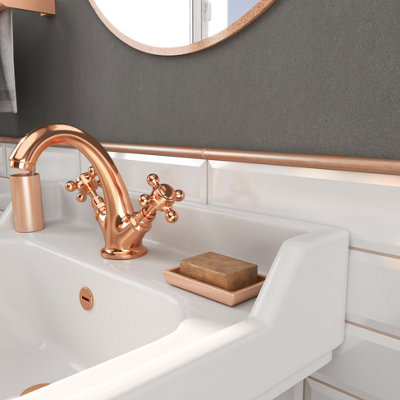 (PACK OF 5) Niche Tiles Trendy Metal Copper 1.5cm. x 30cm. Pencil Bullnose Border Wall Tile Trim