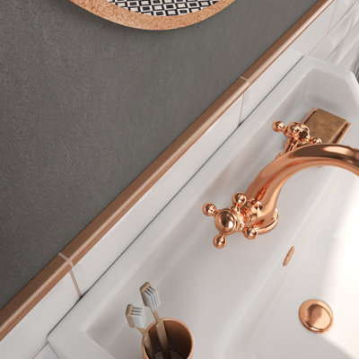 (PACK OF 5) Niche Tiles Trendy Metal Copper 1.5cm. x 30cm. Pencil Bullnose Border Wall Tile Trim