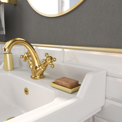 (PACK OF 5) Niche Tiles Trendy Metal Gold 1.5cm. x 30cm. Pencil Bullnose Border Wall Tile Trim