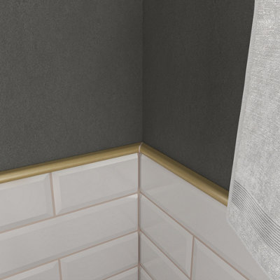 (PACK OF 5) Niche Tiles Trendy Metal Gold 1.5cm. x 30cm. Pencil Bullnose Border Wall Tile Trim