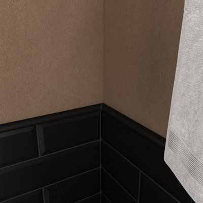 (PACK OF 5) Niche Tiles Trendy Metal Iron Black 1.5cm. x 30cm.  Pencil Bullnose Border Wall Tile Trim