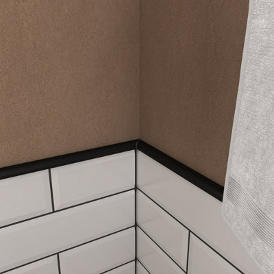 (PACK OF 5) Niche Tiles Trendy Metal Iron Black 1.5cm. x 30cm.  Pencil Bullnose Border Wall Tile Trim