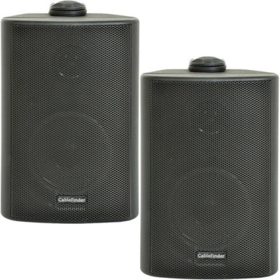 (PAIR) 2x 4" 70W Black Outdoor Rated Speakers Wall Mounted HiFi 8Ohm & 100V