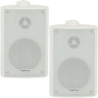 (PAIR) 2x 4" 70W White Outdoor Rated Speakers Wall Mounted HiFi 8Ohm & 100V