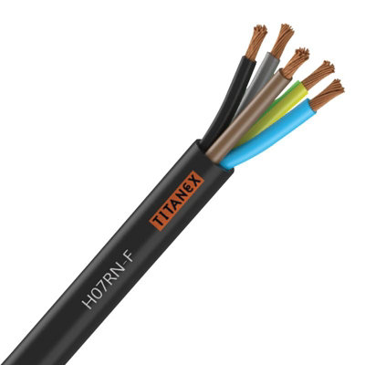 (Per Metre) HDIUK Titanex 5G35 5-Core 35mm2 Ultra Flexible H07RN-F Professional Grade 3-Phase Per 1 Metre Cut to total length