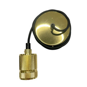 'Sydney' Gold Knurled Single Band 1.5m adjustable E27 Ceiling Pendant and Matching ceiling Rose