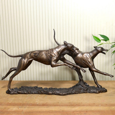 'The Winner' two racing Greyhounds figurine in solid cold cast bronze ...