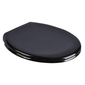 THE YORK - TOP FIX SOFT CLOSE BLACK STANDARD OVAL TOILET SEAT 