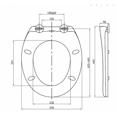  THE YORK - TOP FIX SOFT CLOSE BLACK STANDARD OVAL TOILET SEAT 