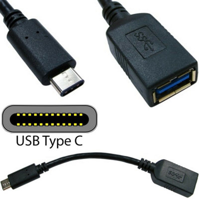 0.15m USB 3.0 Type C Male to Socket Adapter Cable Lead Mini Phone Power ...