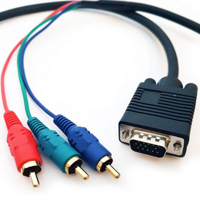 Câble Adaptateur VGA Mâle Vers 3 RCA Composant - 1.5m - VGA Vers YPbPr