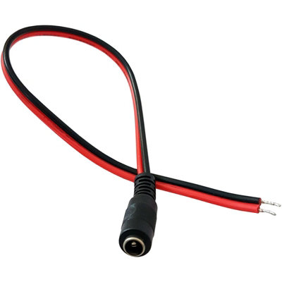 0.3m DC Power Patch Cable Lead 5.5mm x 2.1mm Female Socket to Bare Ends CCTV