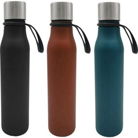 0.45Ltr Hot Cold Vacuum Flask With Travel Strap Drink Stainless Steel Bottle