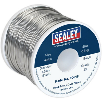 0.5kg Quick Flow Solder Wire Cable Reel Drum - 1.2mm 18SWG - 40/60 Tin/Lead - 5