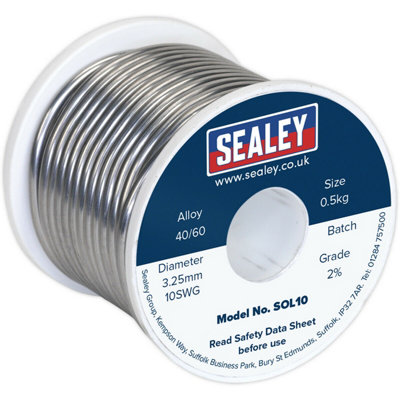 0.5kg Quick Flow Solder Wire Cable Reel Drum - 3.25mm 10SWG - 40/60 Tin/Lead - 5