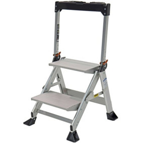 0.5m PREMIUM JUMBO Folding Step Ladders 2 Tread Anti Slip Aluminium Safety Steps