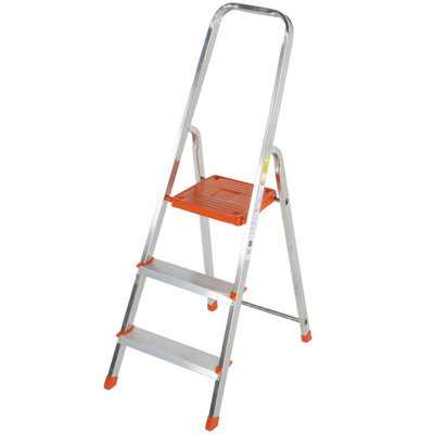 0.6m Lightweight Aluminium 3 Tread Step Ladder with Anti-Slip Design for DIY Projects