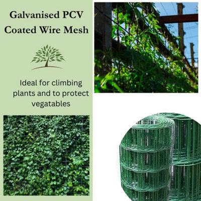 0.6m X 10m Garden Border Fence Heavy Duty Green PVC Wire