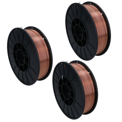 0.6mm Mild Steel Mig Welding Wire Spool Gas Argon CO2 5kg Reel Copper Coated 3 Pack