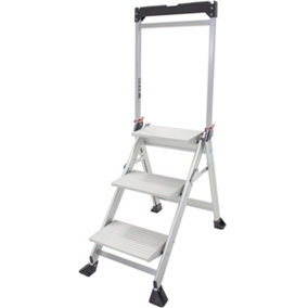 0.7m PREMIUM JUMBO Folding Step Ladders 3 Tread Anti Slip Aluminium Safety Steps