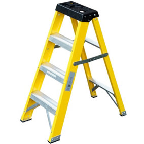 0.8m FIBREGLASS Swingback Step Ladders 4 Tread Professional Lightweight Steps