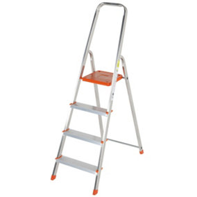 0.8m Lightweight Aluminium Platform Step Ladders 4 Tread Anti Slip DIY Steps
