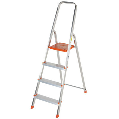 0.8m Lightweight Aluminium Step Ladder with 4 Anti-Slip Treads for Safe DIY Use