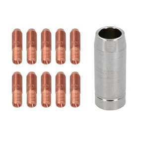 0.8mm Mini Contact Tips 10pk & Shroud Hobby Welding Torch Welder MIG Gas