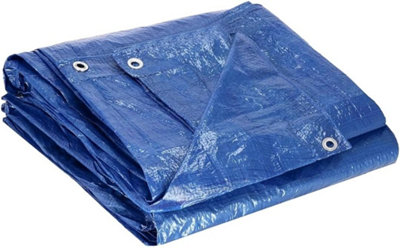 0.9 x 1 m Tarpaulin Cover - Blue 50GSM - Waterproof, Frost-Resistant, UV Protection, Multipurpose, Groundsheet