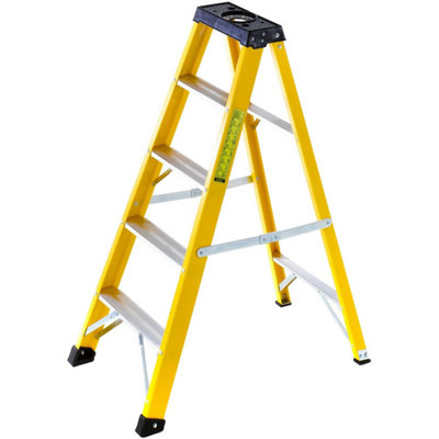 0.9m Fibreglass Swingback Step Ladder - 5 Tread Lightweight Professional Steps