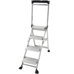 0.9m PREMIUM JUMBO Folding Step Ladders 4 Tread Anti Slip Aluminium Safety Steps