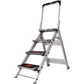 0.9m PREMIUM TRADE Folding Step Ladders 4 Tread Anti Slip Aluminium Safety Steps