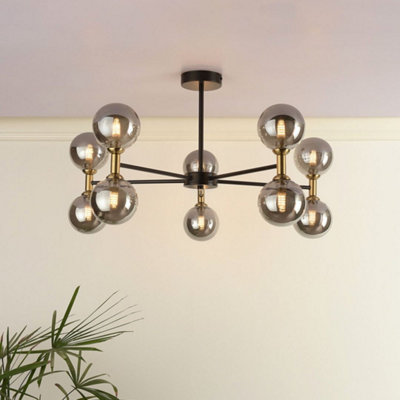 Pagazzi Lighting Pagazzi Loxley 10 Light Black & Gold Semi Flush Ceiling Light from B&Q