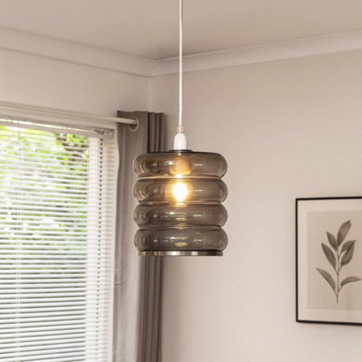Pagazzi Lighting Pagazzi Cassia Smoke Glass Easy-Fit Pendant from B&Q