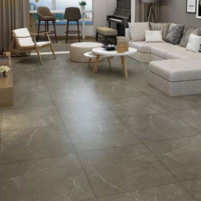 Garden Sanctuary 12Pcs Marble Texture Self-Adhesive Pvc Flooring Tile from B&Q