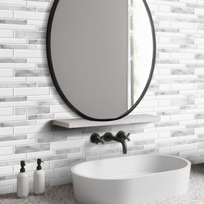 Garden Sanctuary 10Pcs Self-Adhesive Marble Pattern Wall Tile Stickers 30Cm W X 30Cm D from B&Q