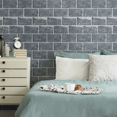 Garden Sanctuary 10 Pcs 3D Strip Pattern Peel And Stick Marble Wall Tile Stickers 30Cm X 30Cm from B&Q