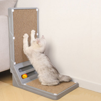 Thehotsale Corrugated L-Shaped Cat Scratcher With Toys 25Cm(W) X 40Cm(D) X 60Cm(H) from B&Q