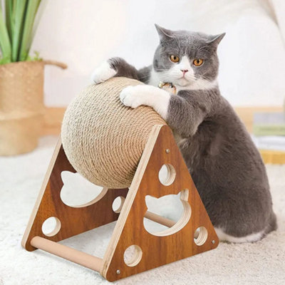 Thehotsale Triangle Cat Scratching Ball Natural Sisal Scratcher Pet Toy 17Cm(H) from B&Q