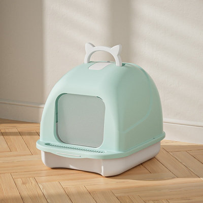 Thehotsale Large Green Durable Pp Foldable Portable Flip-Top Cat Litter Box With Scoop from B&Q