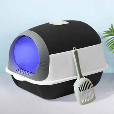 B&Q -  Large Detachable Anti-Splashing Cat Litter Box With Uv Sterilizer Lamp And Scoop