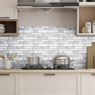 Garden Sanctuary Marble Effect Peel And Stick Wall Tile Decals For Kitchen & Bathroom Wall 10Pcs/pack from B&Q