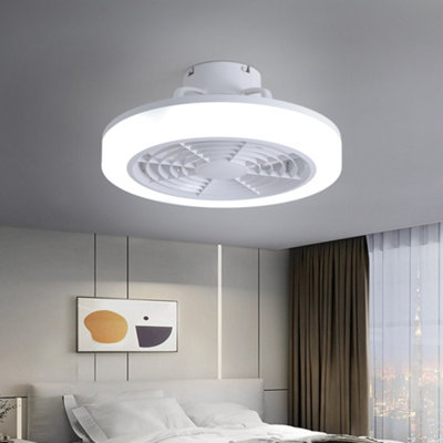Thehotsale 220V White Round Acrylic Led Ceiling Fan With Light5 Invisible Blades With Remote Controller from B&Q