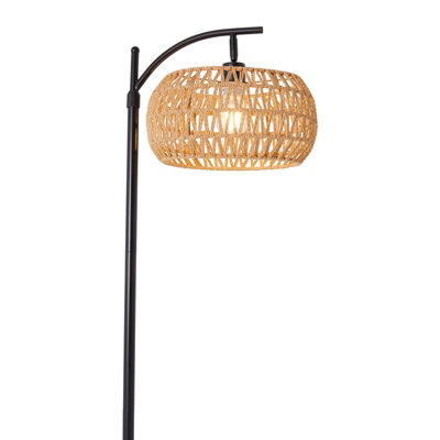 Thehotsale 60W 230V Height Adjustable Rattan Lampshade E27 Floor Lamp With Foot Switch from B&Q